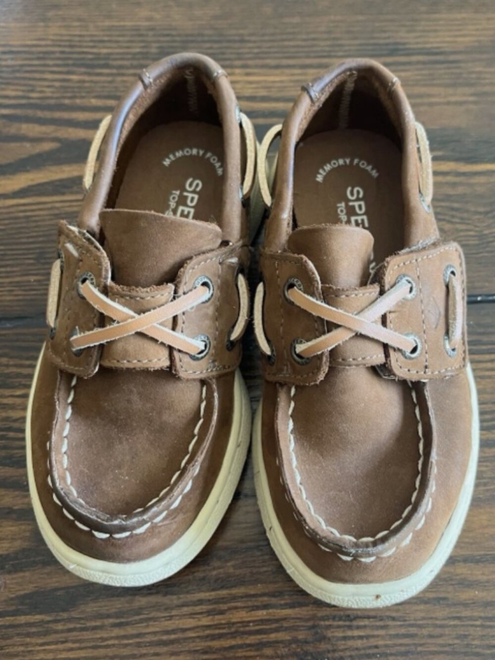 EUC Sperry Top Sider Kids Boat Shoes Size 8.5 W Toddler Boys Brown Leather